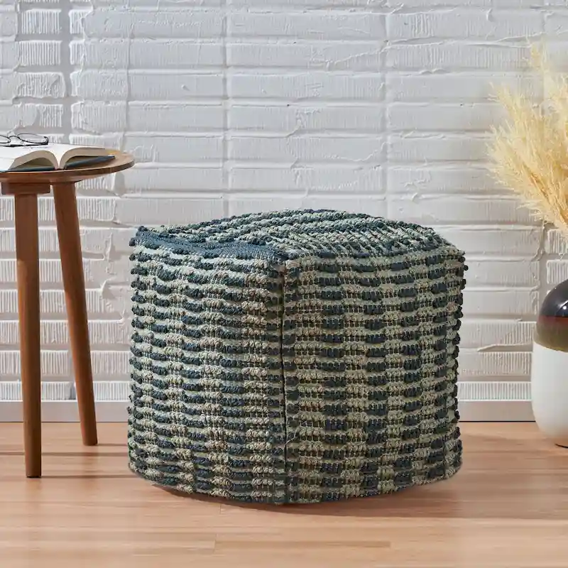 Boho Fabric Cube Pouf Ottoman Footrest Living Room Bedroom Accent