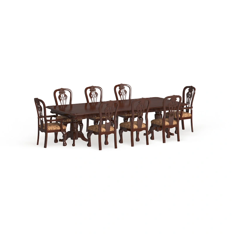 Carpia Traditional Brown Cherry Wood 9-Piece Dining Set by Furniture of America