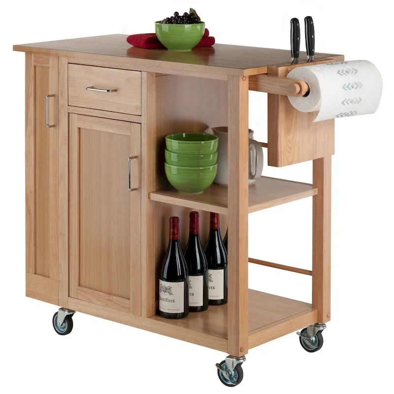 Douglas Utility Kitchen Cart, Natural - 42.52 x 18.98 x 35.63 inches