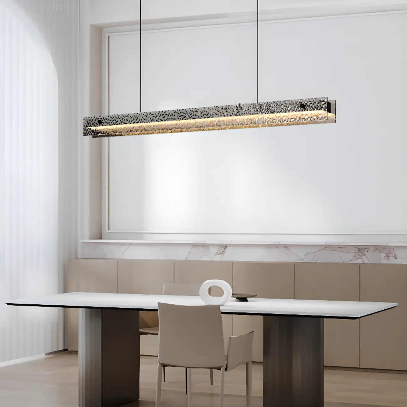 Black Rectangular Dimmable LED Kitchen Island Pendant Light