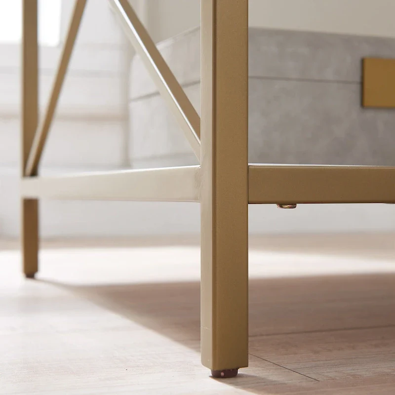 Claudette Mixed Metal and Wood Drawer End Table