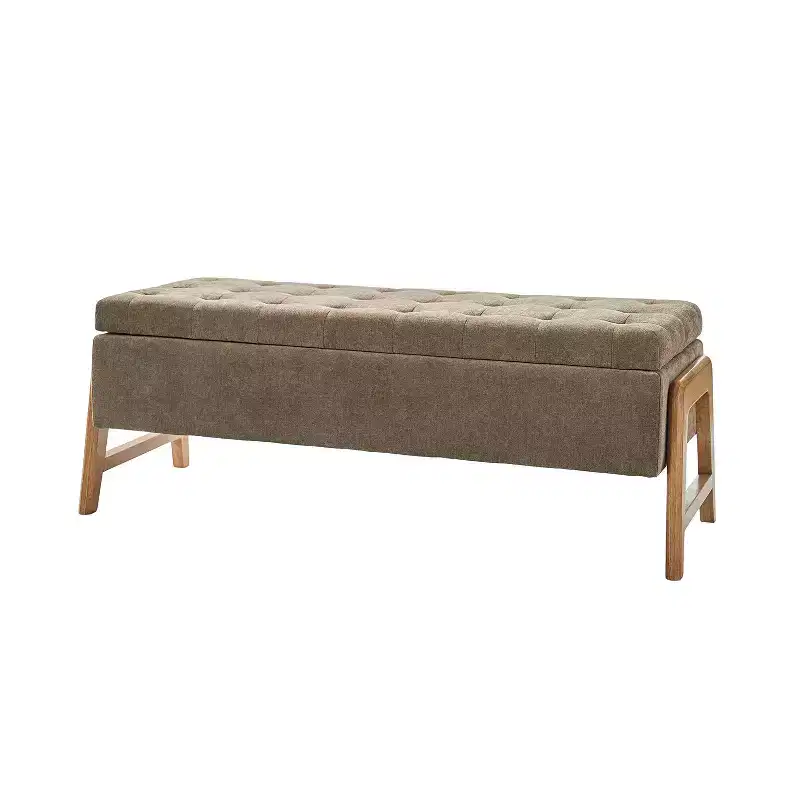 Nana Storage Bench with Solid Wood Legs and Tufted Seat|ART OF LIVING DESIGNS