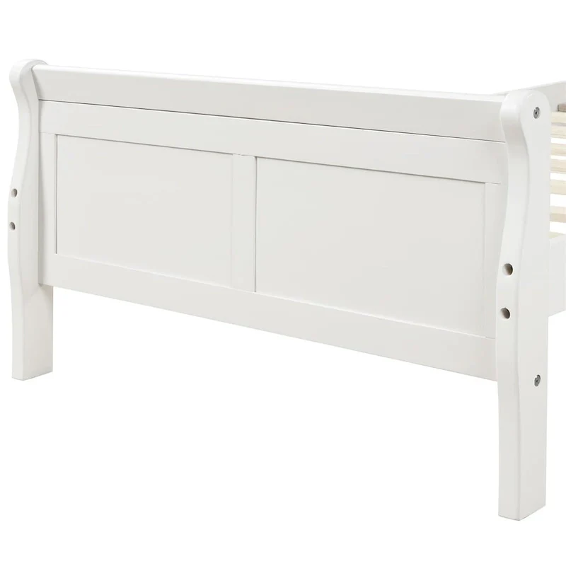 Wood Twin Sleigh Bed with Headboard and Footboard