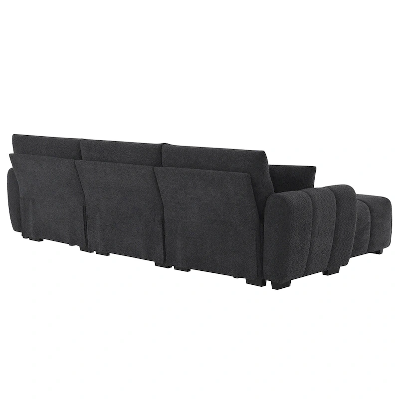 100 L-Shaped Sofa Boucle Fabric Couch with Movable Ottoman