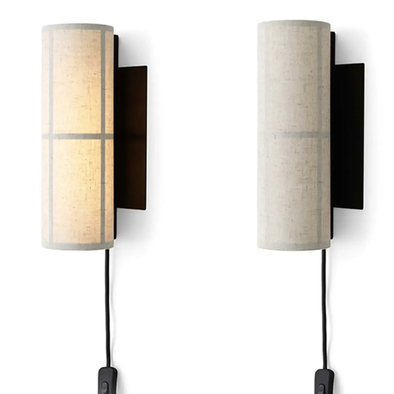 Modern Linen Beige Cylinder Wall Sconce with Switch
