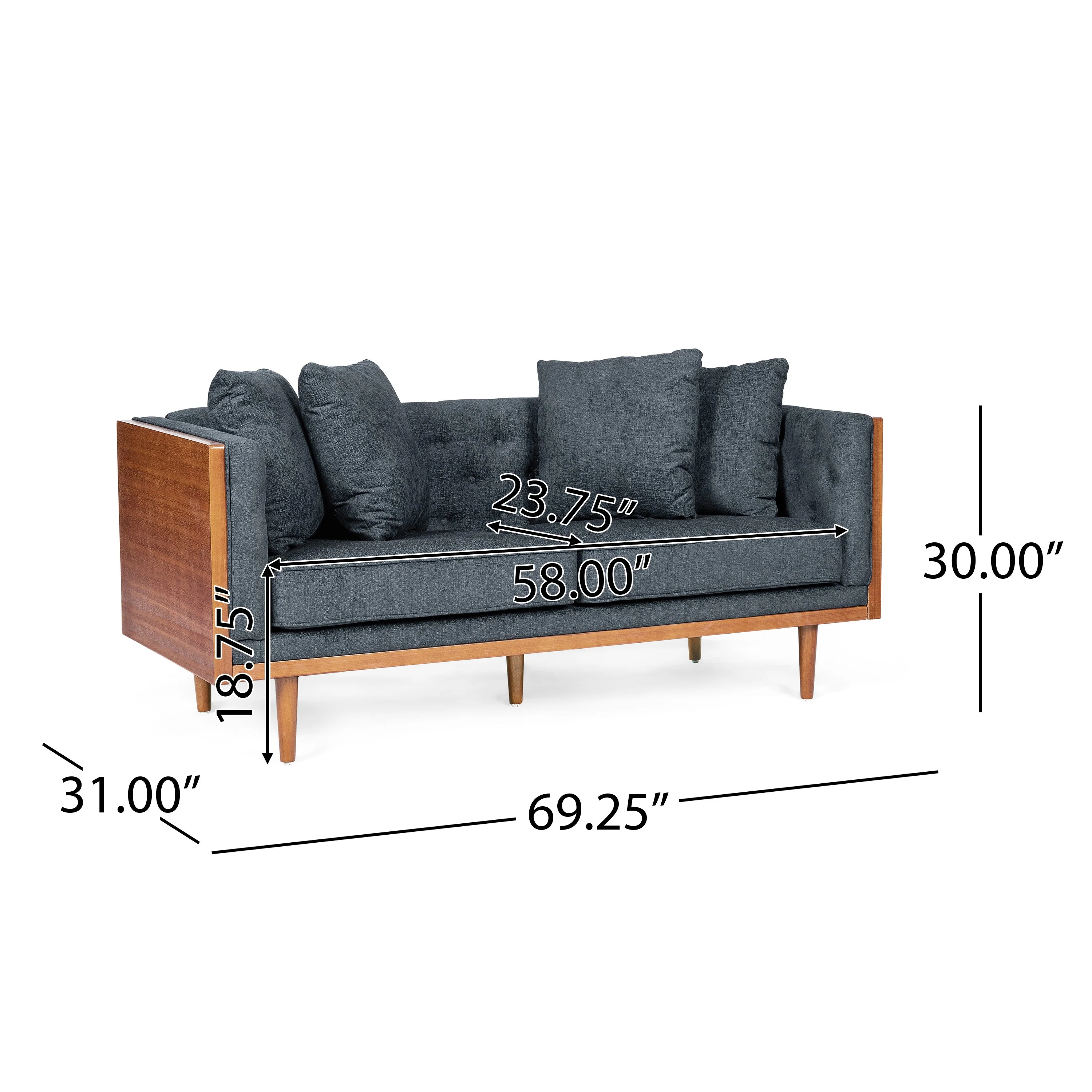 Mid-Century Modern Button-Tufted Loveseat