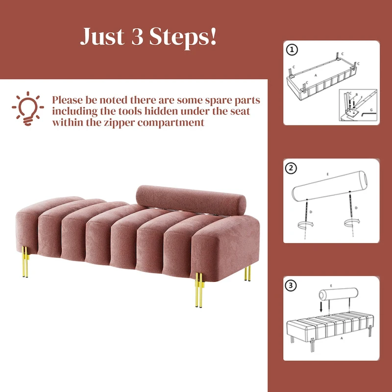 Ouyessir 52.2 Modern Channel Tufted Window Bench with Adjustable Back