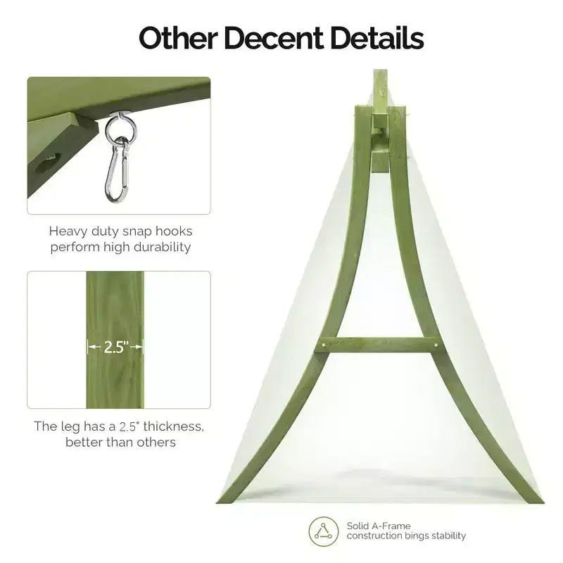 Karl Home 80 in. 3-Person Green Wood Patio Swing Stand