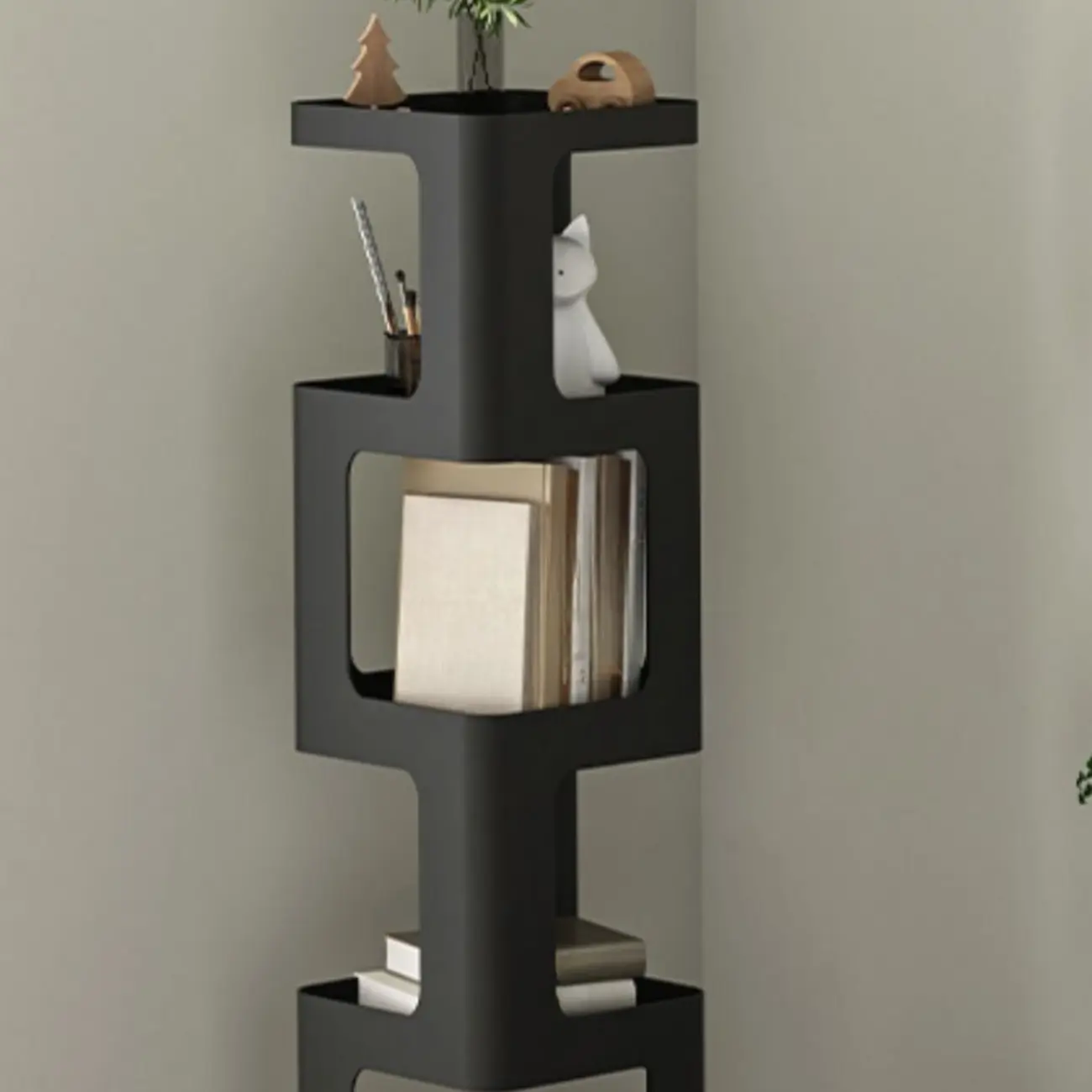 Chic Rotatable 4-Tier Vertical Metal Open Back Bookcase