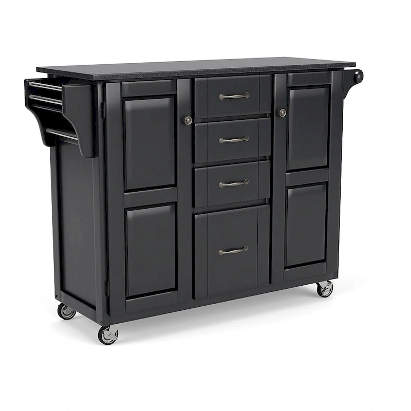Homestyles Create-A-Cart Black Wood Kitchen Cart - 48 x 18 x 36