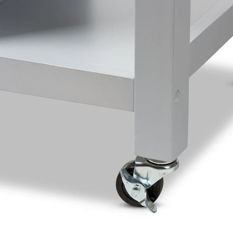 The Gray Barn Muckross Farmhouse Grey Wood Kitchen Cart