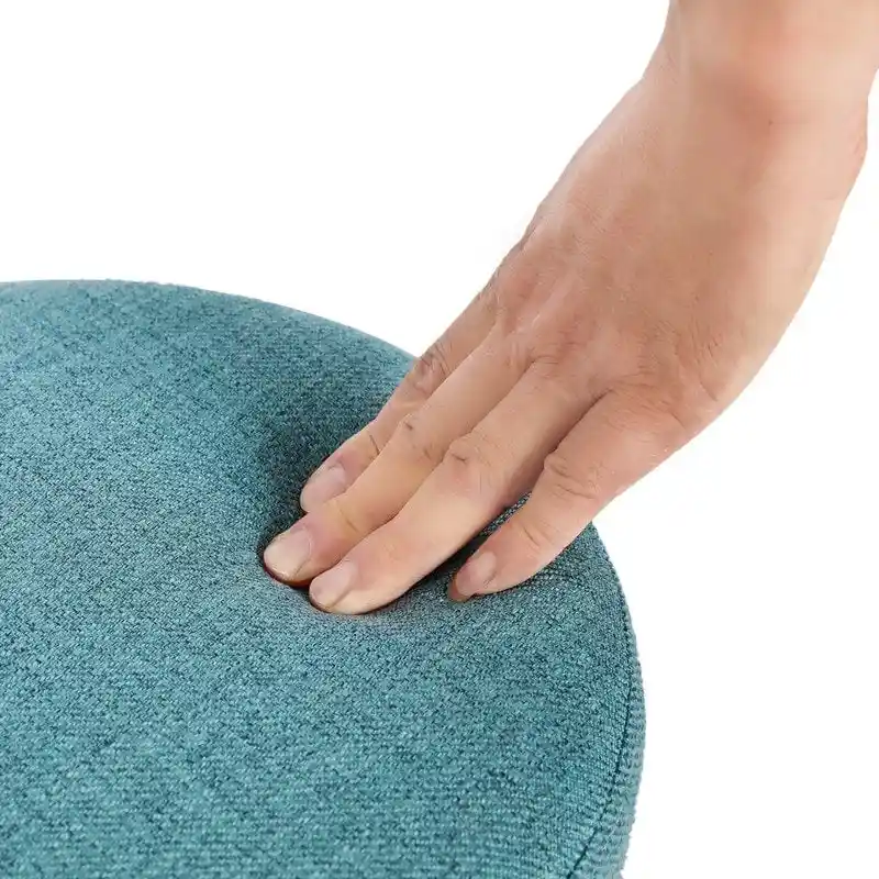 Blue Small Round Fabric Ottoman Footstool, 1-Person