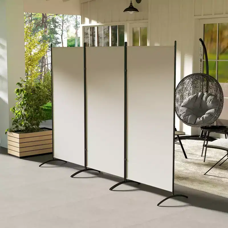 HOMCOM 6' Tall Room Divider, 3 Panel Folding Privacy Screen, Portable Partition Wall Divider for Home Office, Light Gray
