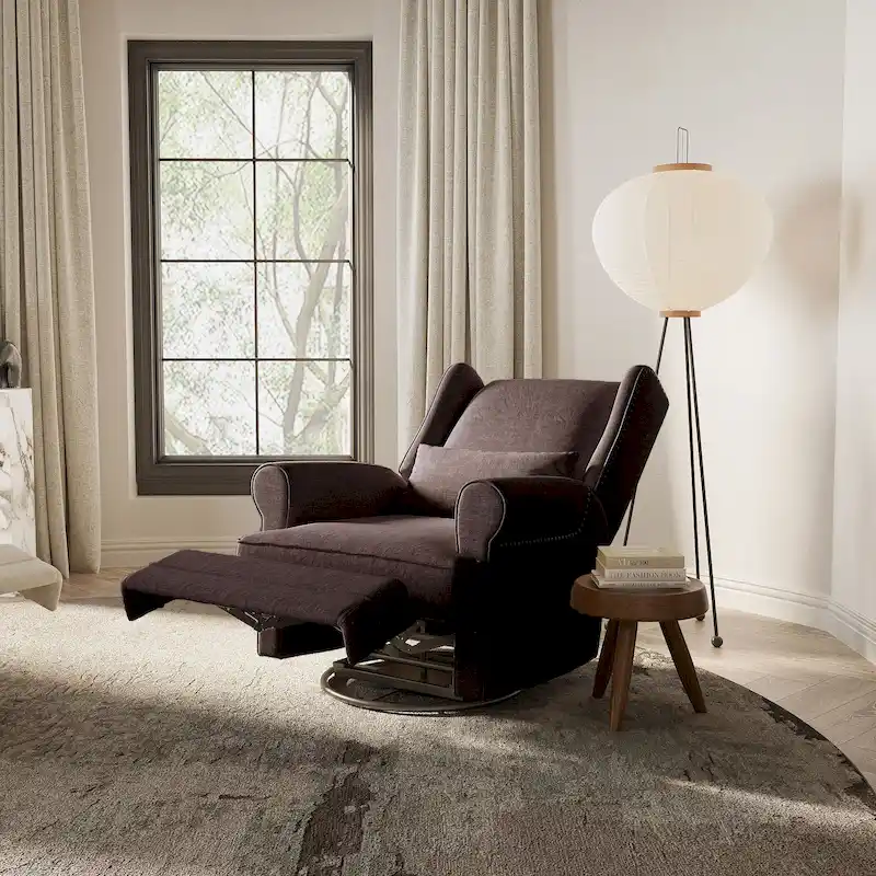 Swivel Recliner Chair with Extra Large Footrest, Grey