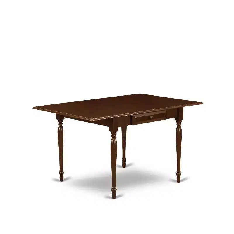 HomeStock 3-Pc Mahogany Finish Rectangular Solid Wood Top with Dropleaf Dining Table Set