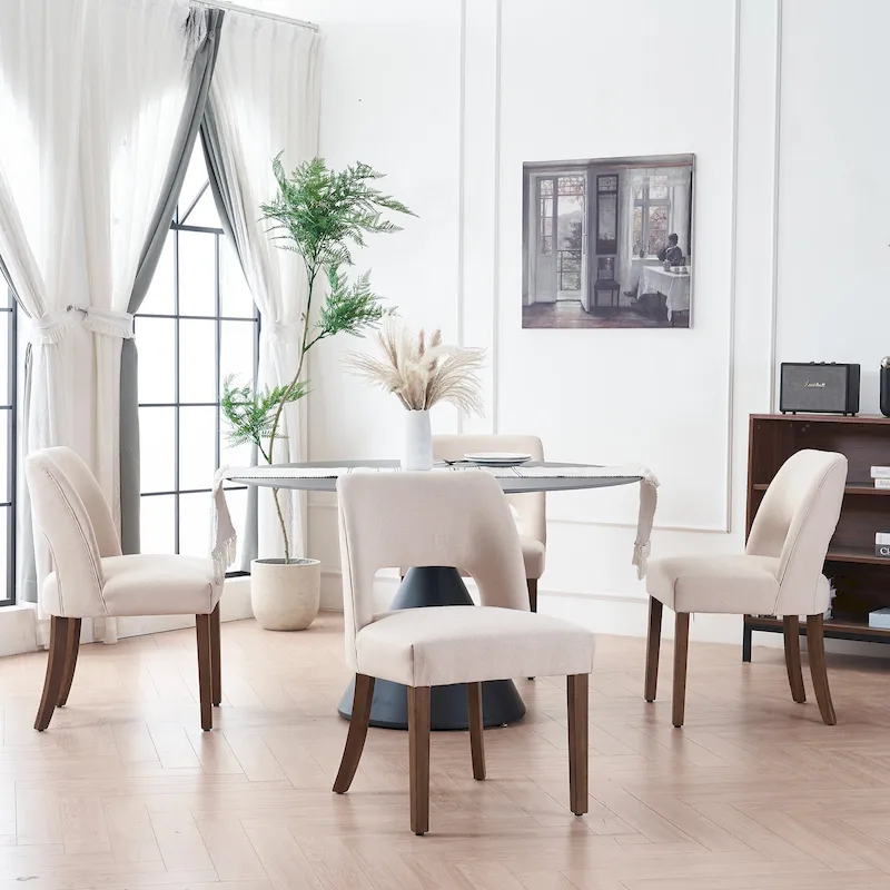Set of 4 Fabric-upholstered Dining Chairs