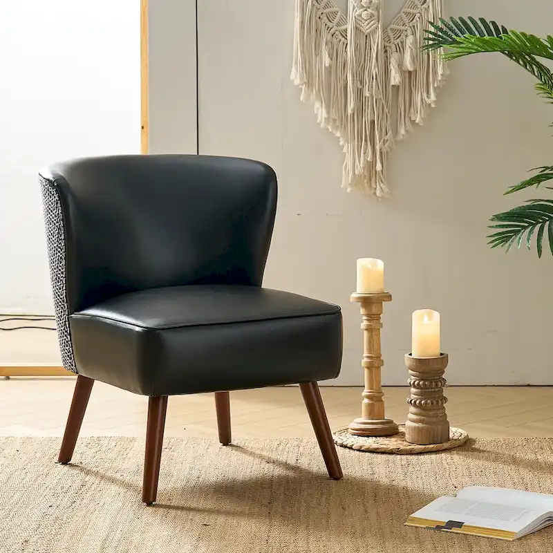 Alexander Mid-Century Modern Side Armchair with Solid Wood Legs by HULALA HOME