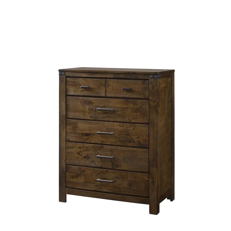 6 Piece Brown Ructic Panel Bedroom Set