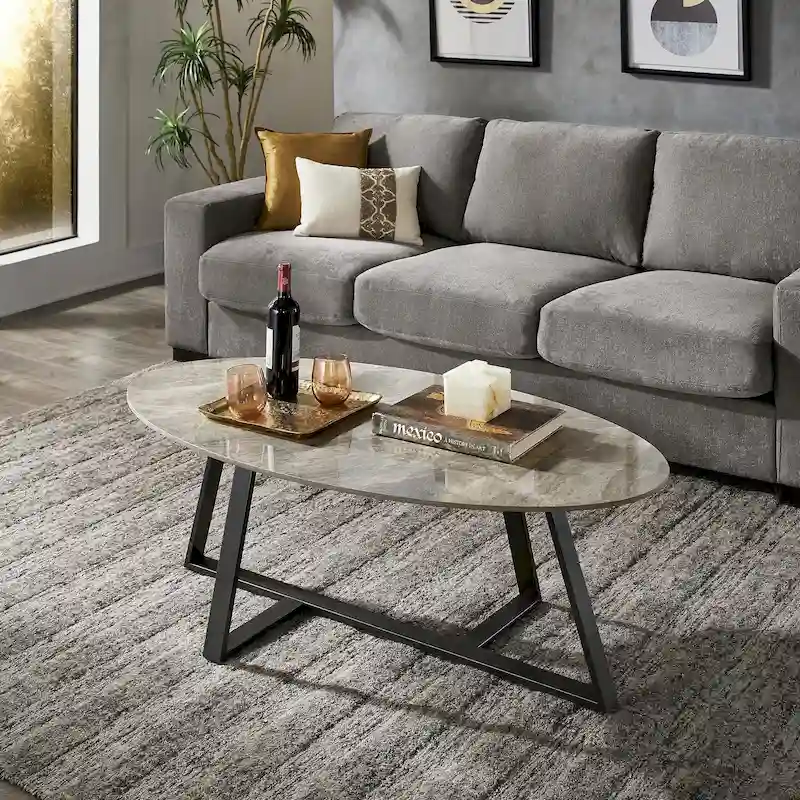 Jurmala Glossy Sintered Stone with Grey Metal Base Tables
