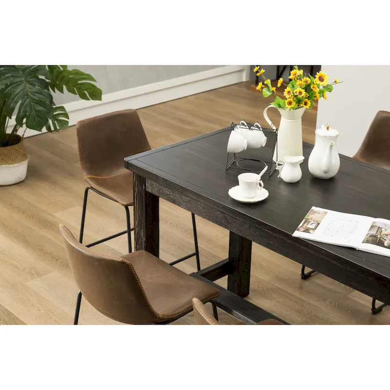 Roundhill Furniture Lotusville 7-pc. Counter-height Black Wood Dining Set
