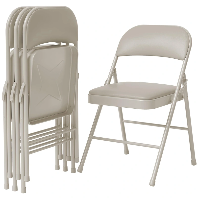 4pcs Folding Chairs With Padded Cushion and Back, Hold Up to 350 Pounds