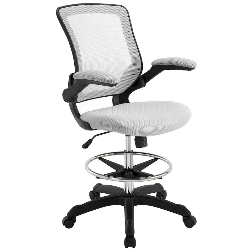 Adjustable Height Drafting Chair with Mesh Back & Rolling Casters