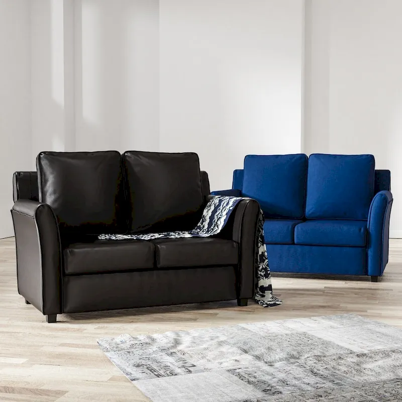 Contemporary Upholstered Flared-Arm Loveseat