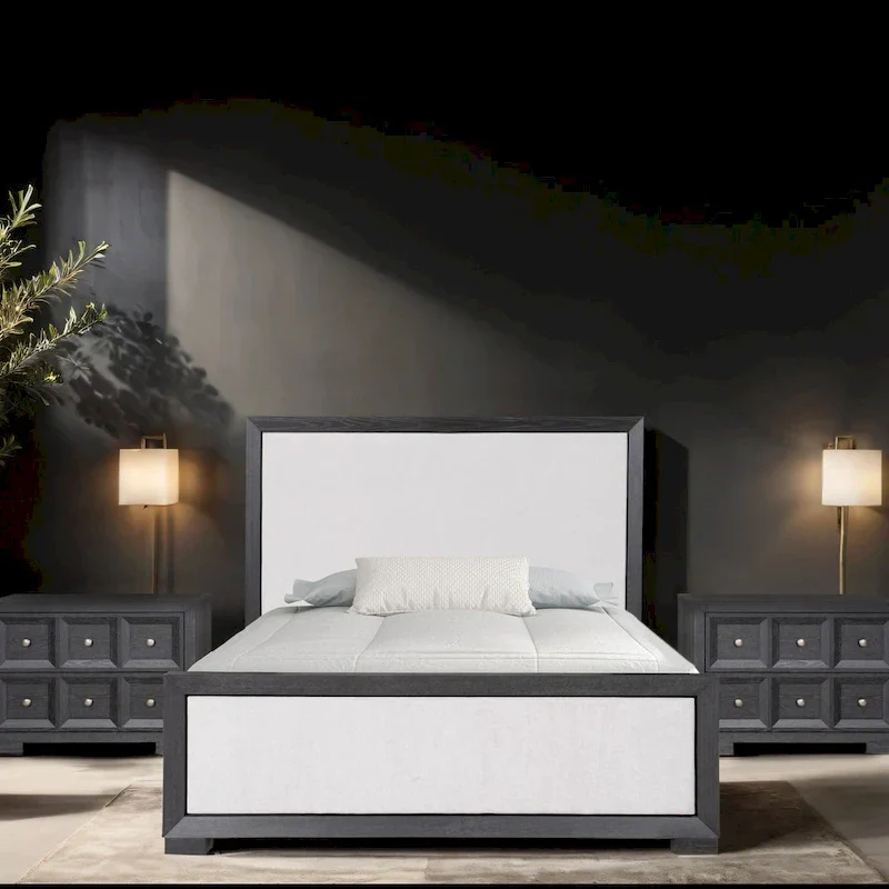 Furniture of America Durem II Modern Classic Solid Wood Fabric Panel Bed