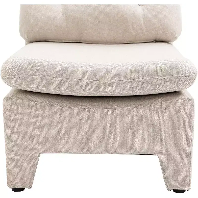 Acekool Linen-Upholstered Deep Seat Chair - No Armrests, White (One Size)