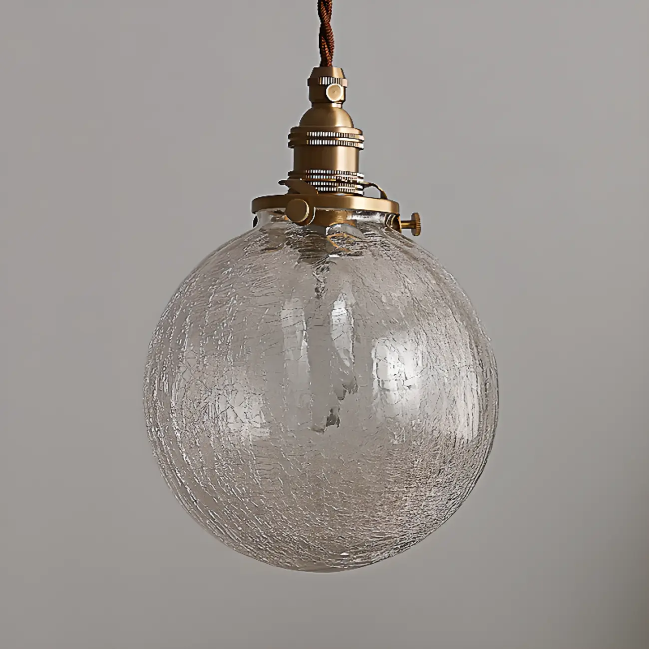 Modern Adjustable Gold Crakle Glass Globe Pendant Light