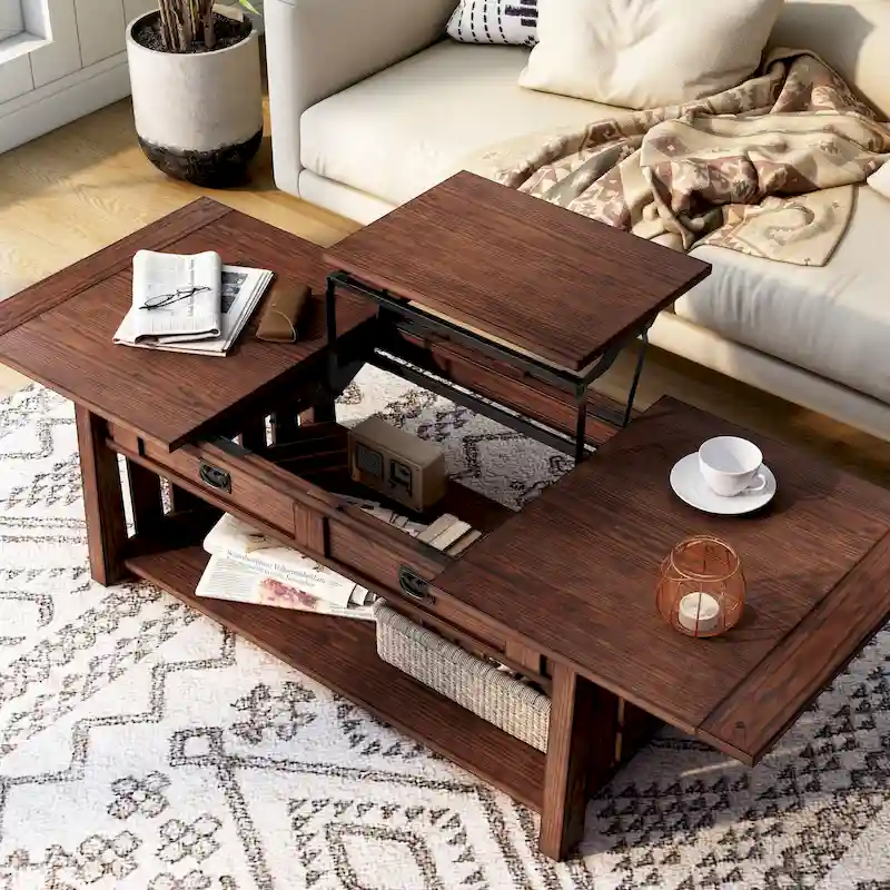 DH BASIC Mission 46-inch Wood Lift Top Coffee Table
