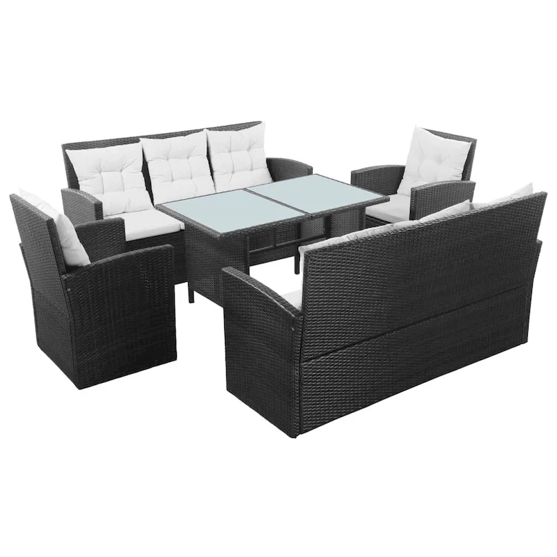 vidaXL Patio Furniture Set Conversation Set Sectional Sofa with Table Rattan - 47.2 x 27.6 x 26