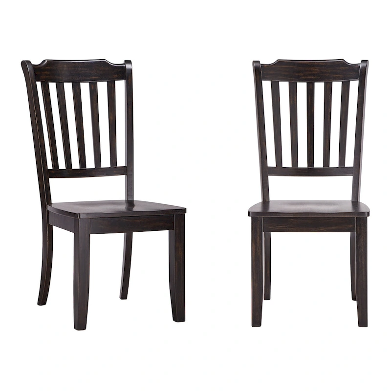 Ronda Slat Back Wood Dining Chairs (Set of 2)