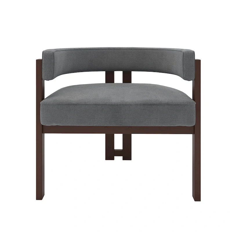 Modern Upholstered Accent Chair with Open Back, Barrel Style