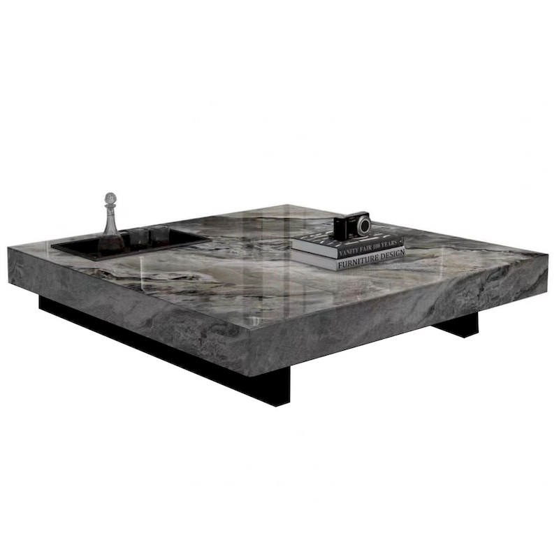 JASIWAY Light Luxury Sintered Stone Square Coffee Table
