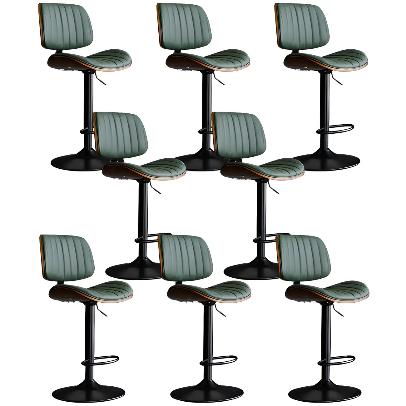 Modern Faux Leather Adjustable Swivel Bar Stools
