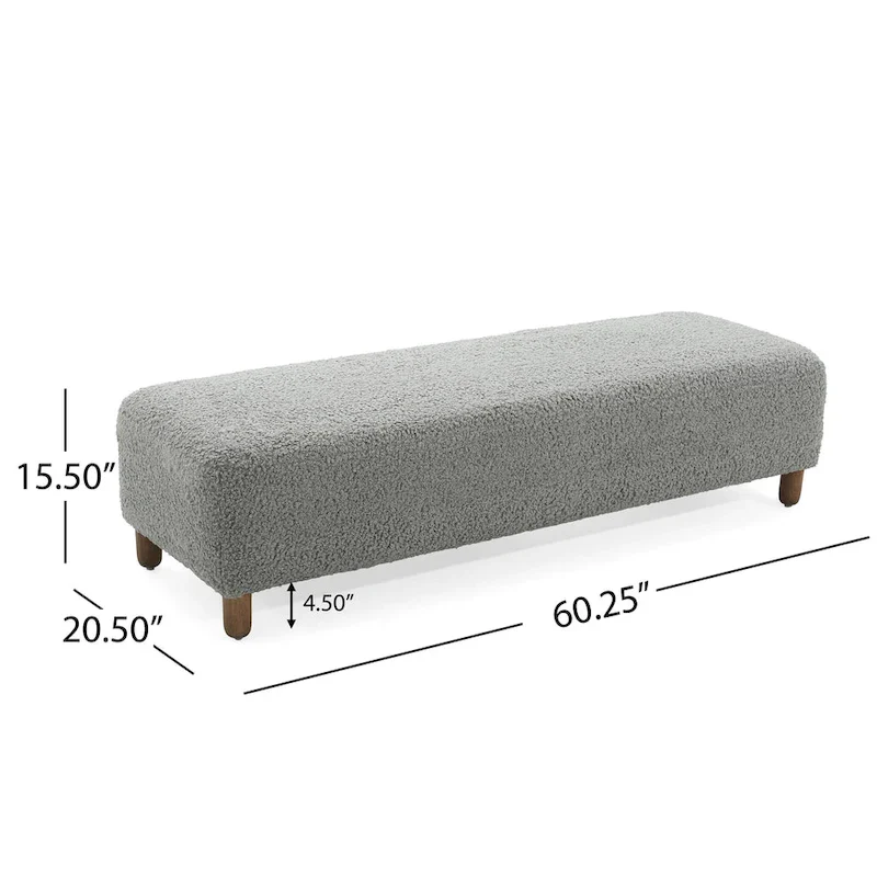 Modern Boucle Ottoman Bench for 2 People