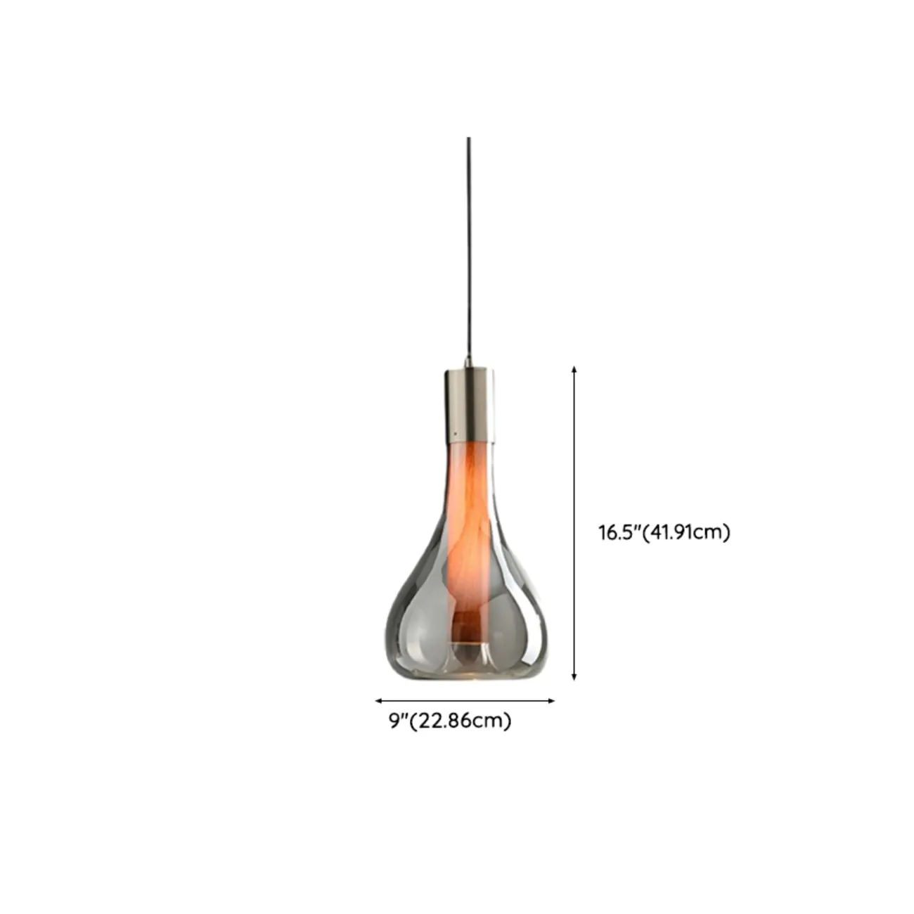 Small Water Drop Smoke Grey Glass LED Hanging Pendant Light