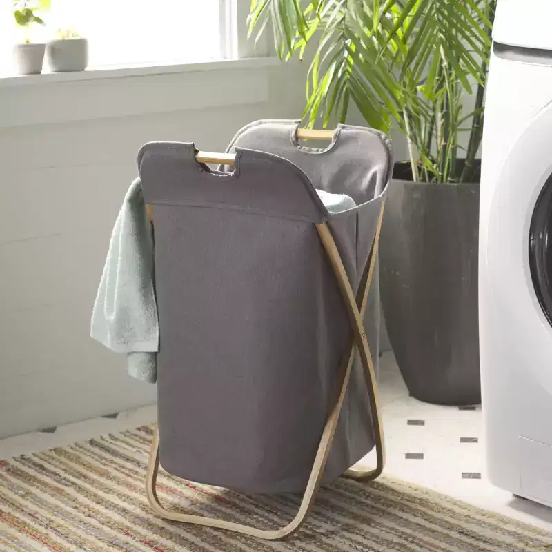 Quinne Foldable Laundry Basket - STG1906 - Natural/Grey - Safavieh