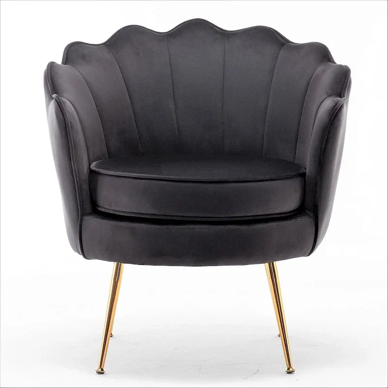 Cavett 28.3 Wide Velvet Barrel Chair with Gold Metal Legs