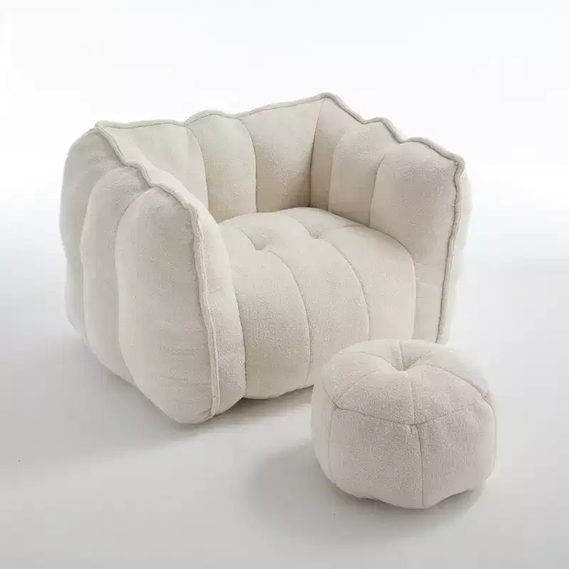 Soft Bean Bag Chair with High-Resilient Foam, Square Lazy Sofa with Footstool, Cover for Adults for Gaming, Reading, or Watching TV