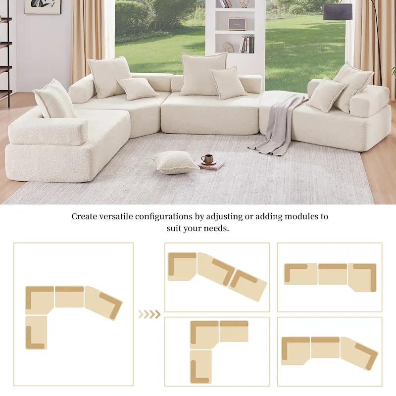 DIY Customization Boucle Upholstered Modular Sectional Sofa