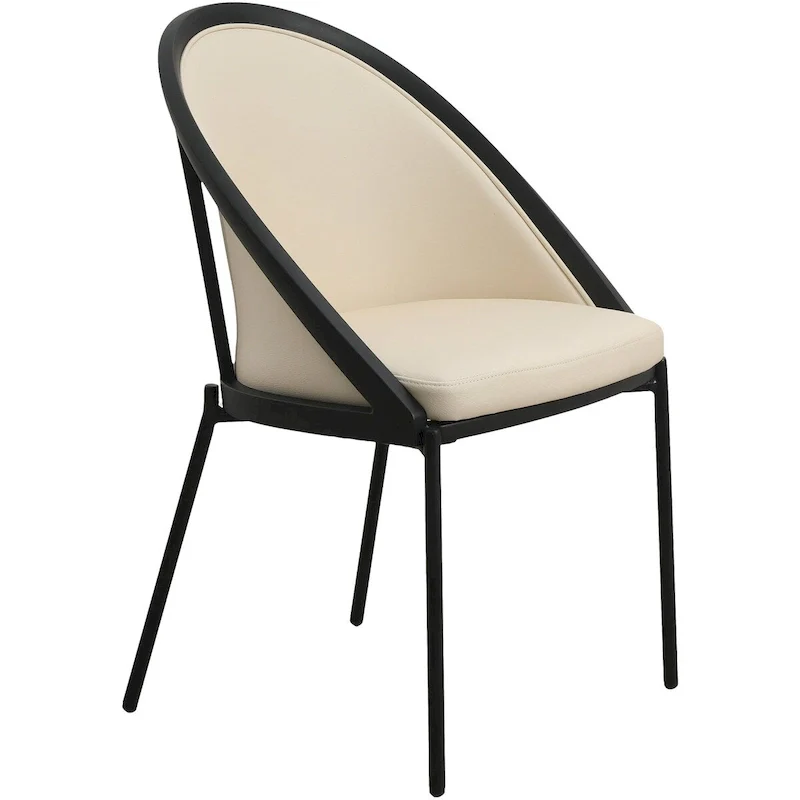 Urbane Upholstered Faux Leather Dining Chair with Powder Coated Steel Legs by LeisureMod