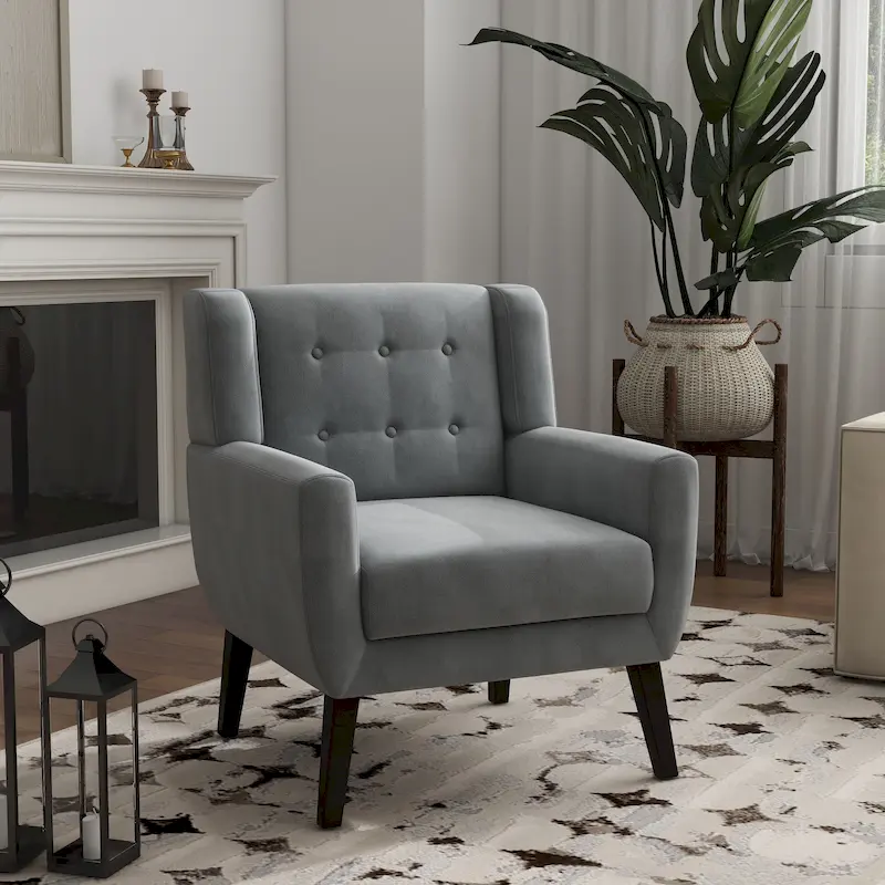 Velvet Accent Chair Living Room Upholstered Armchair