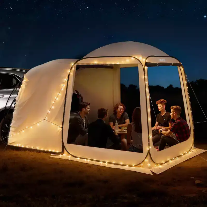 VEVOR Screen House Tent, 6x6 ft, 4-6 Person Pop Up SUV Tailgate Tent, Portable Screened in Canopy with Carry Bag, Netting Sides, for Car Camping,Beige