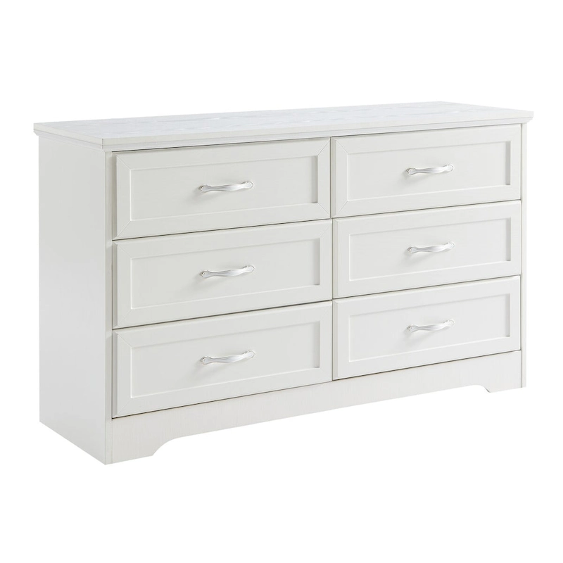 Modern 3 Drawer Bedroom Chest of Drawers with 6 Drawers Dresser, Clothes Organizer -Metal Pulls,47.6L x 15.7W x 28.9H