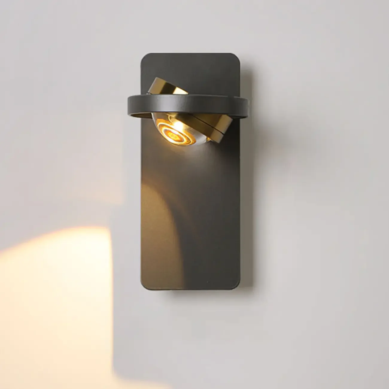 360° Rotatable Transparent Glass Metal Round Reading Wall Lamp