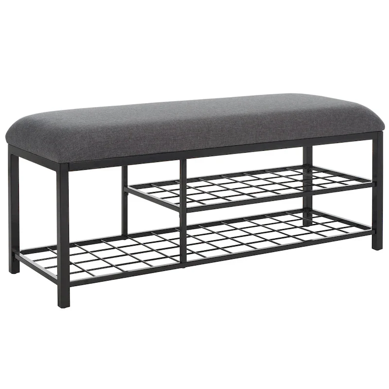 SAFAVIEH Yael Open Shelf Bench with Cushion - 42 W x 15 D x 18 H - 42Wx15Dx18H