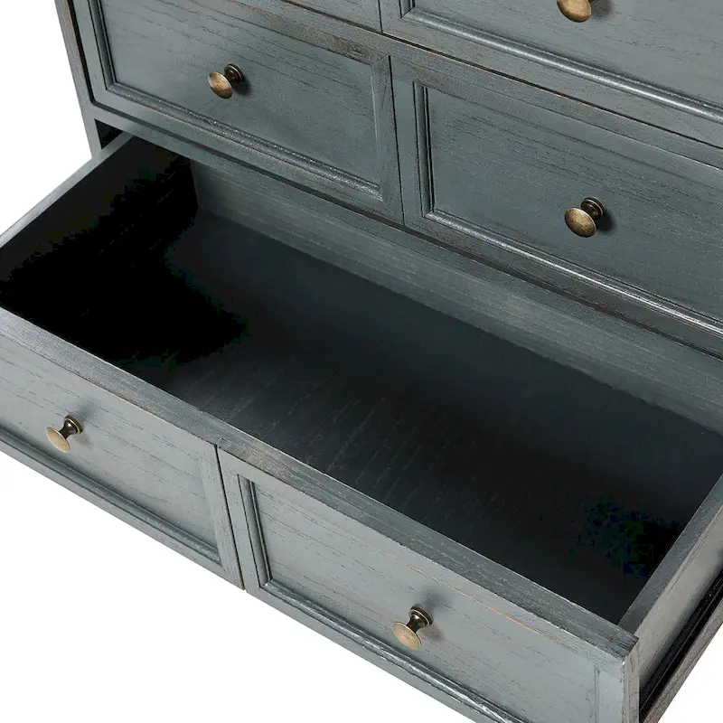 Distressed Farmhouse 3-Drawer Nightstand with Charging Station