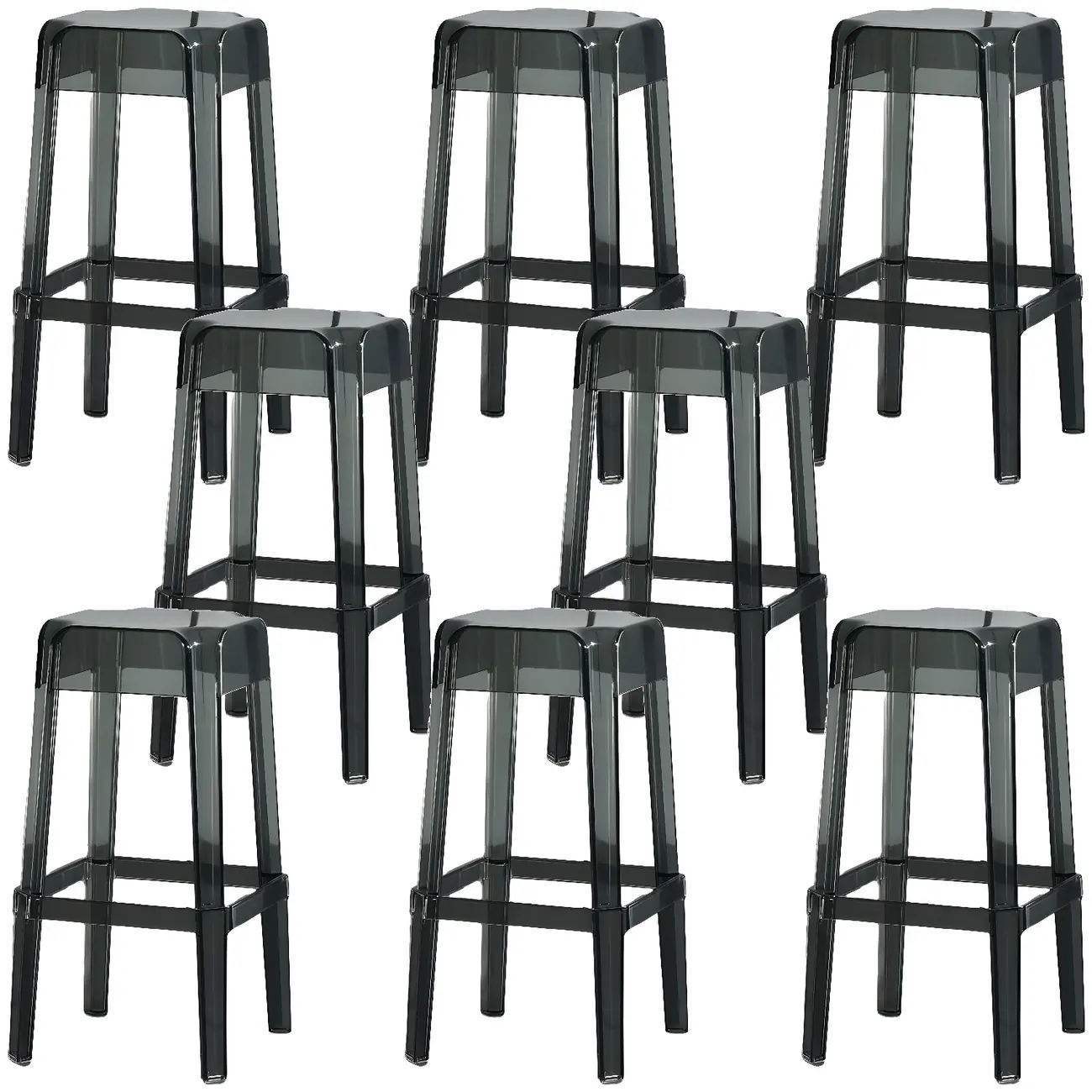 Modern Acrylic Four Legs Square Counter Bar Stool